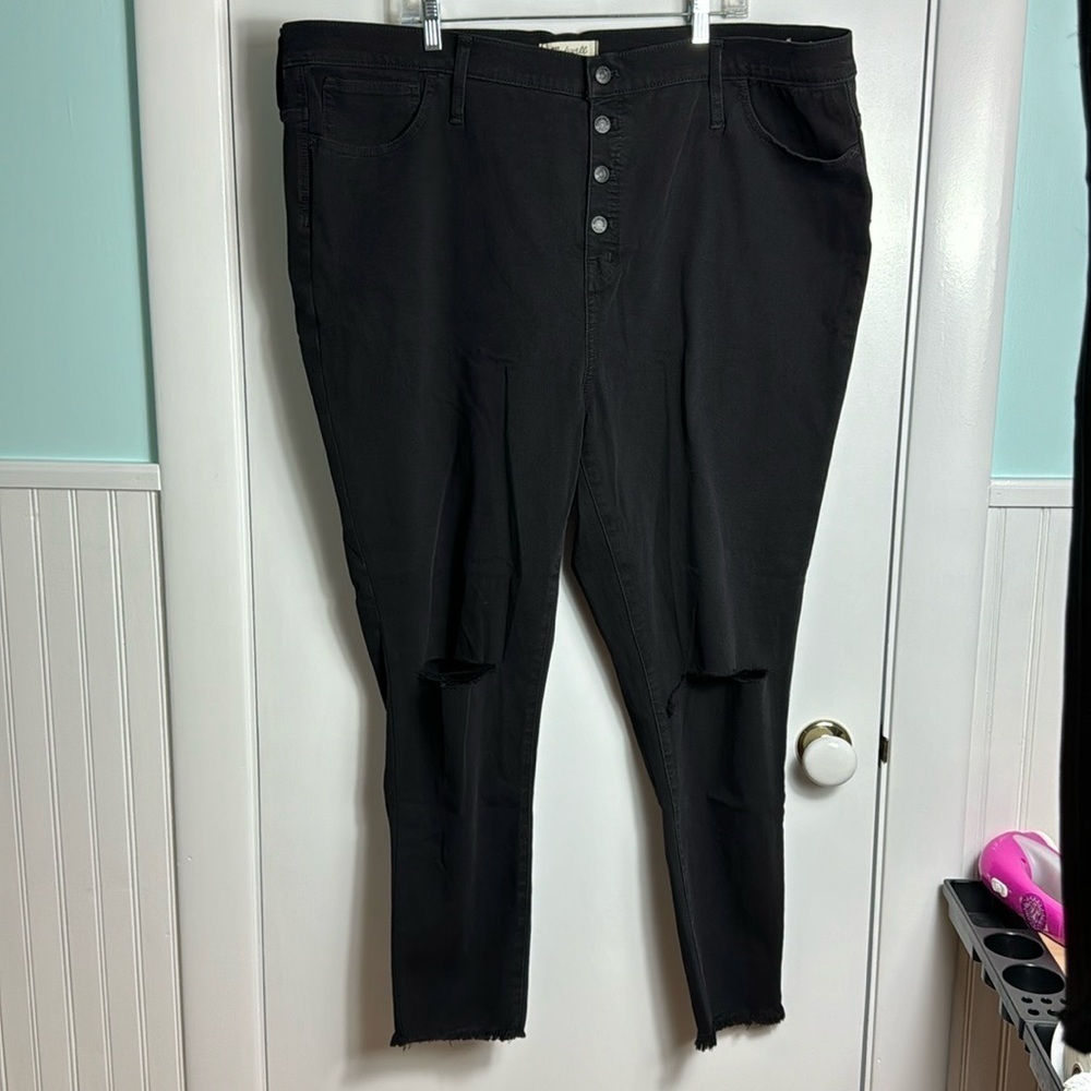 Madewell 10" High-Rise Roadtripper Jeggings Button-Front Edition Black‎ 37 Tall - Picture 2 of 16
